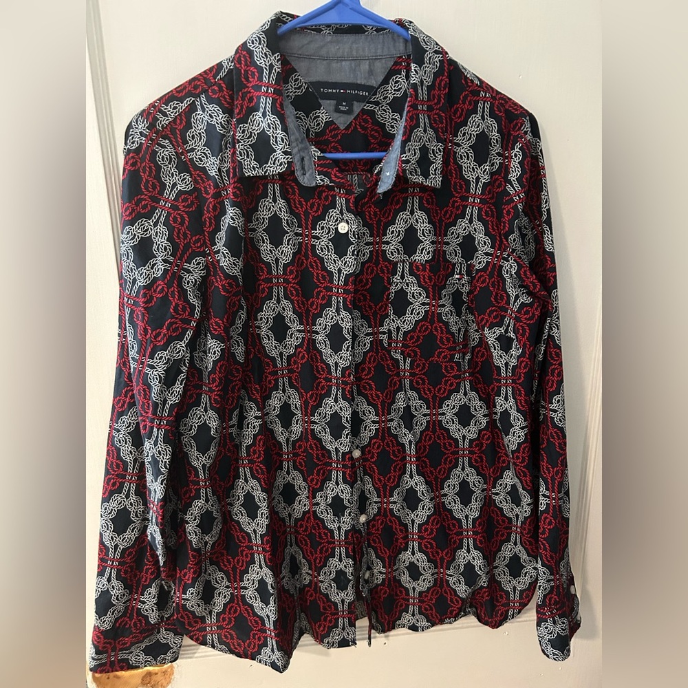 Tommy Hilfiger Red,navy and white Rope Pattern Shirt